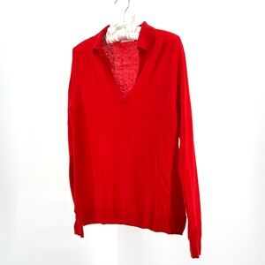 Majestic Filatures Deluxe Tricot Deep Orange Cashmere Collared Sweater Size FR 2